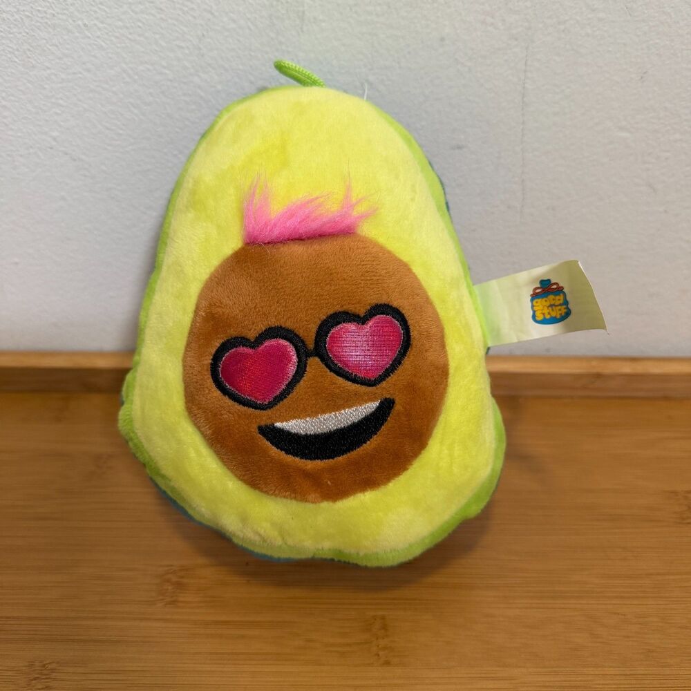 Good Stuff Funky Avocado Plush 9" Heart Eyes Pink Hair Green Food Stuffed Toy